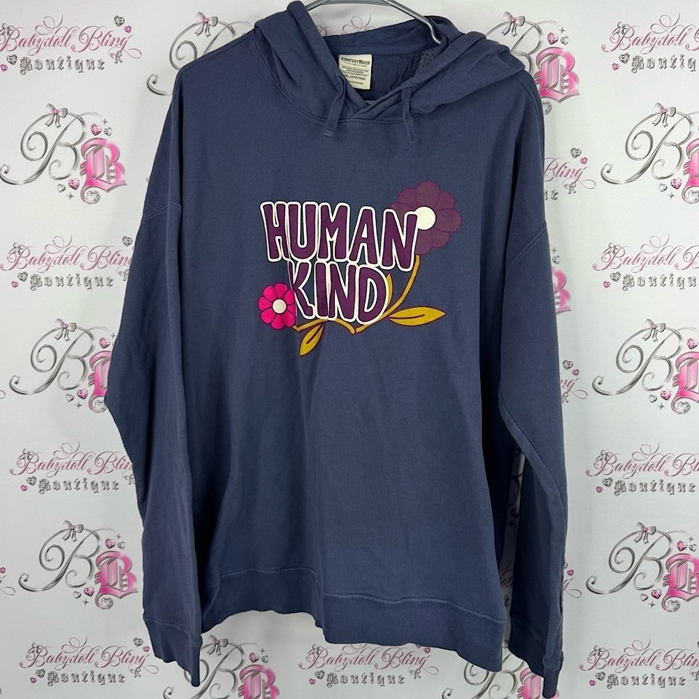 Comfort wash Human Kind Graphic Hoodie sweater pull over flowers 🌺